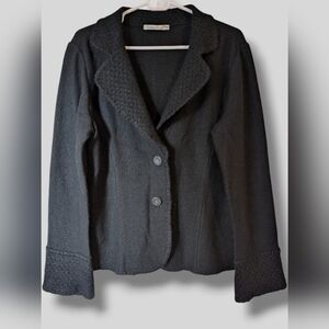 Classiques Entier Black 100% Wool V-Neck Button Front Blazer Coat Classy Evening